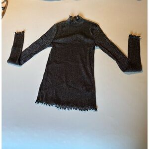 Urban Outfitters Black Glitter Mesh Long Sleeve Top